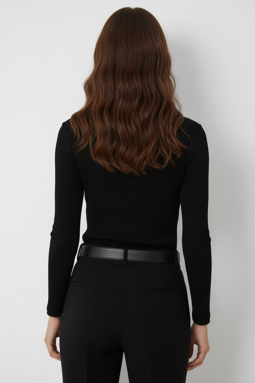 Kaşkorse Fermuarlı Yarım Balıkçı Yaka Bluz - Siyah - Görsel 8