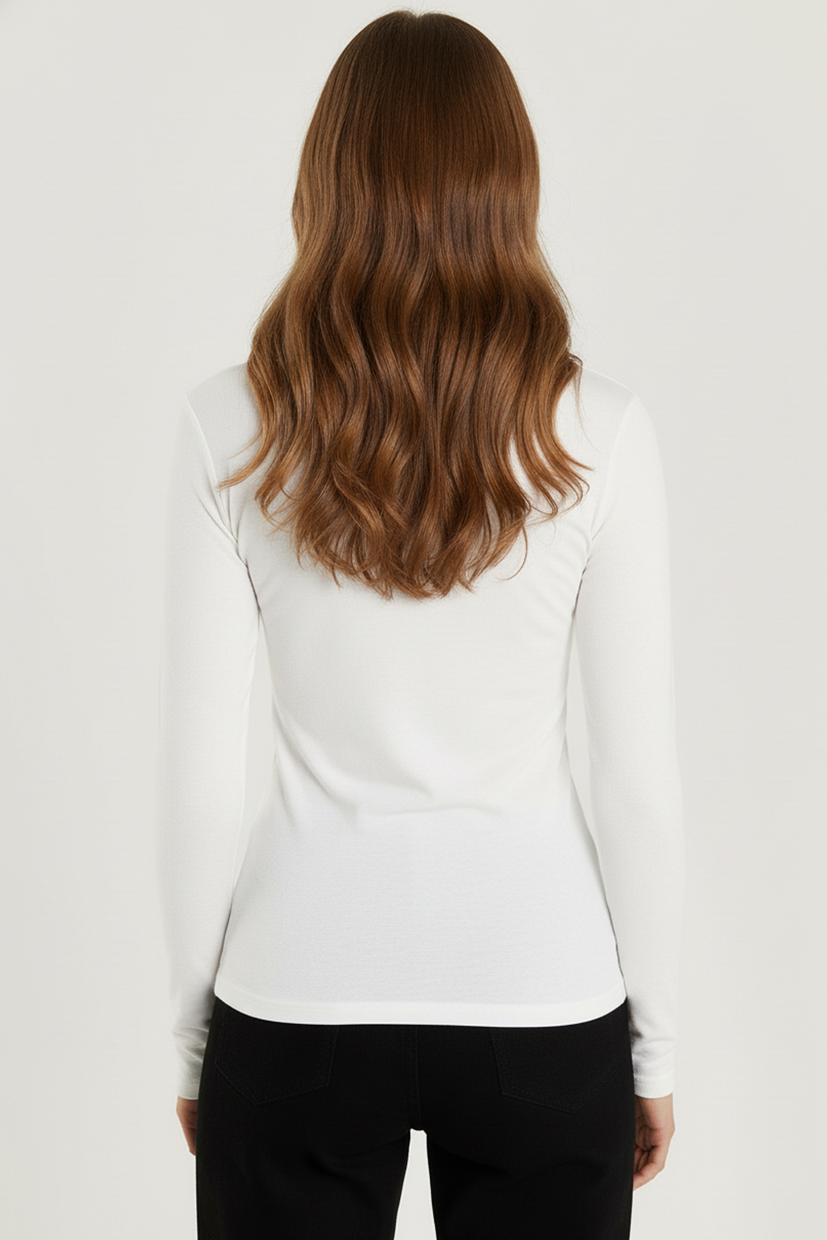 Bisiklet Yaka Parmak Geçmeli Viskon Body - Beyaz - Görsel 4