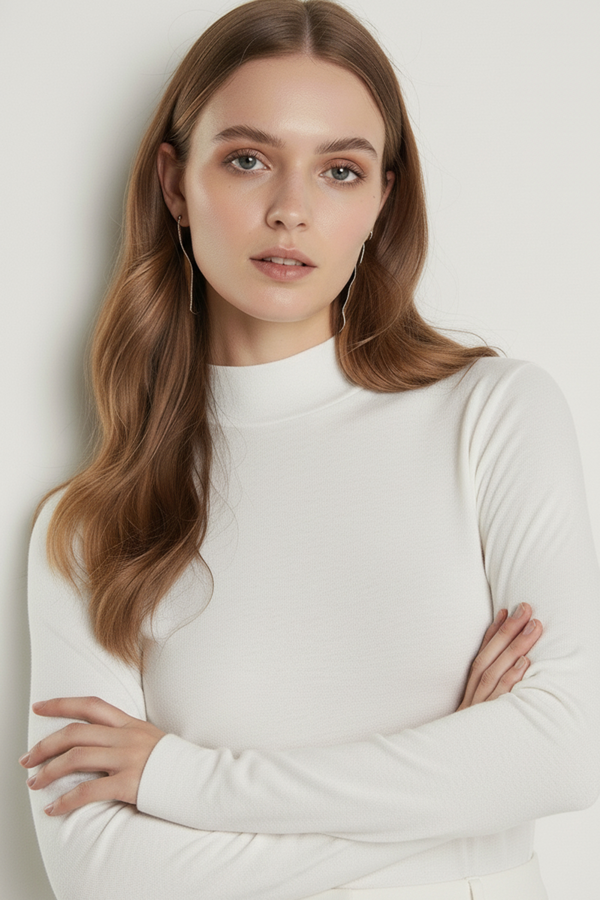 Bisiklet Yaka Parmak Geçmeli Viskon Body - Beyaz - Görsel 5