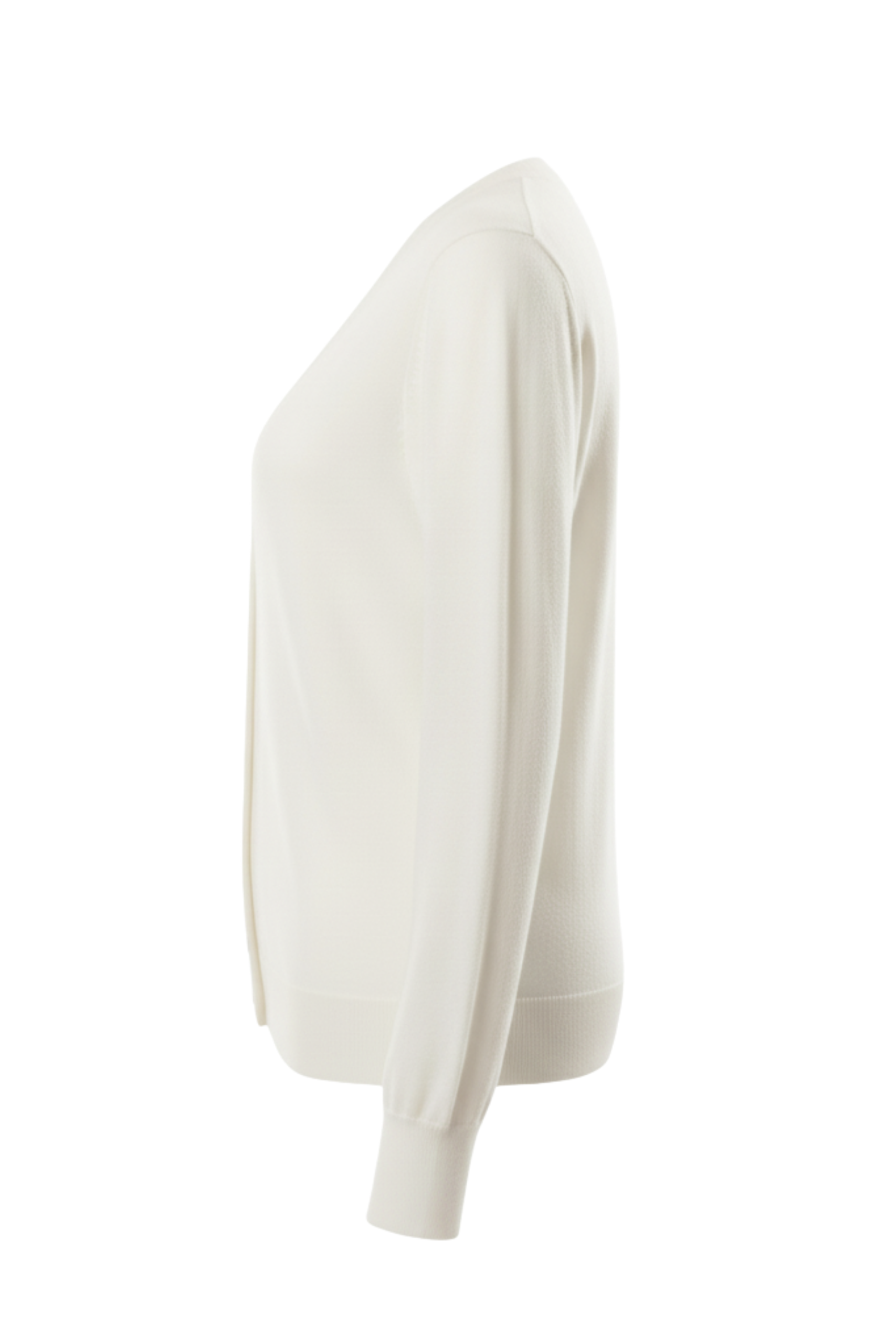 Ekru V Yaka Düğmeli Basic Triko Kadın Hırka - Görsel 2