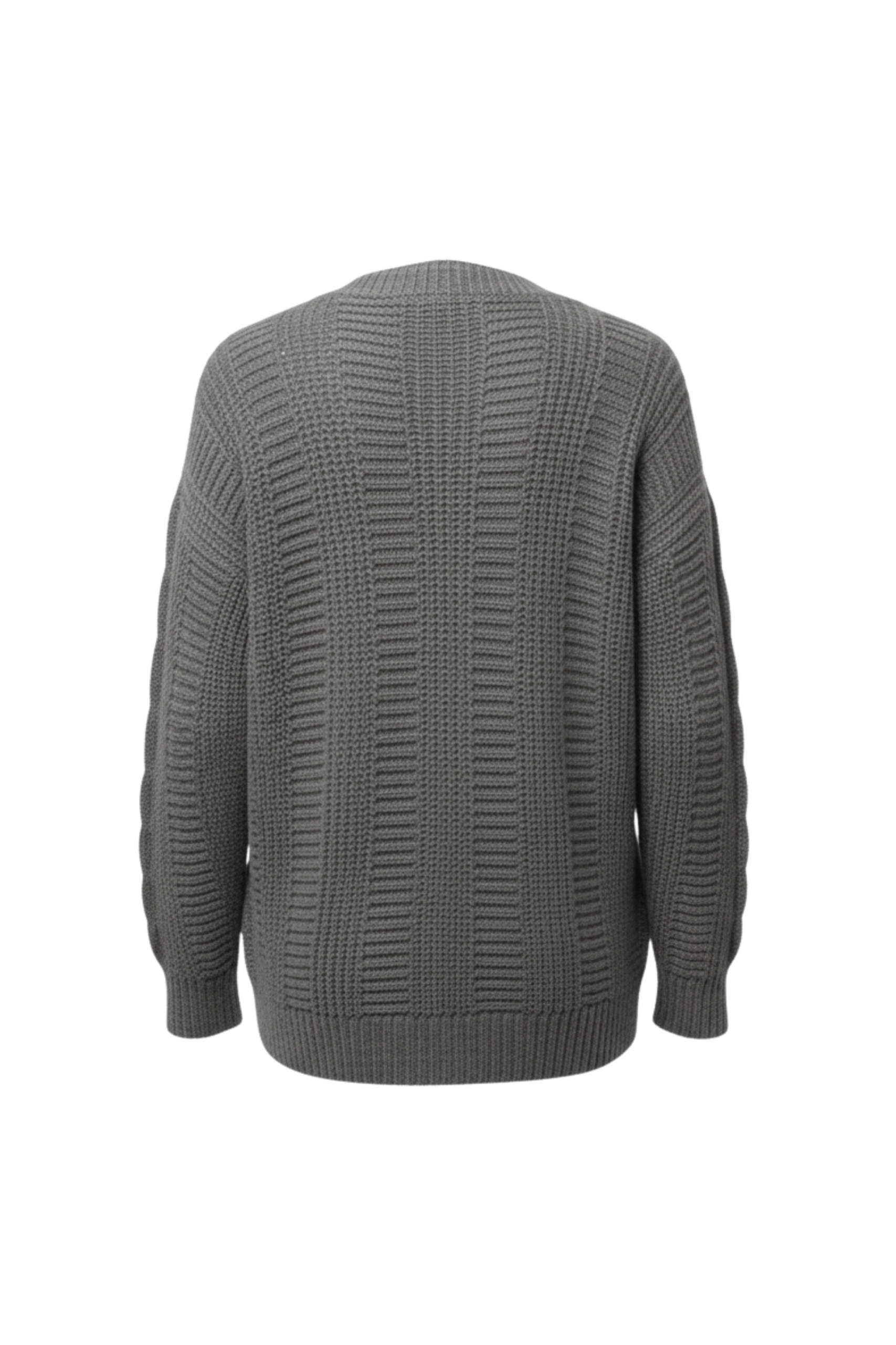 Kadın Gri Düğmeli Kısa Triko Hırka – Burgulu Örgü Desenli - Görsel 2