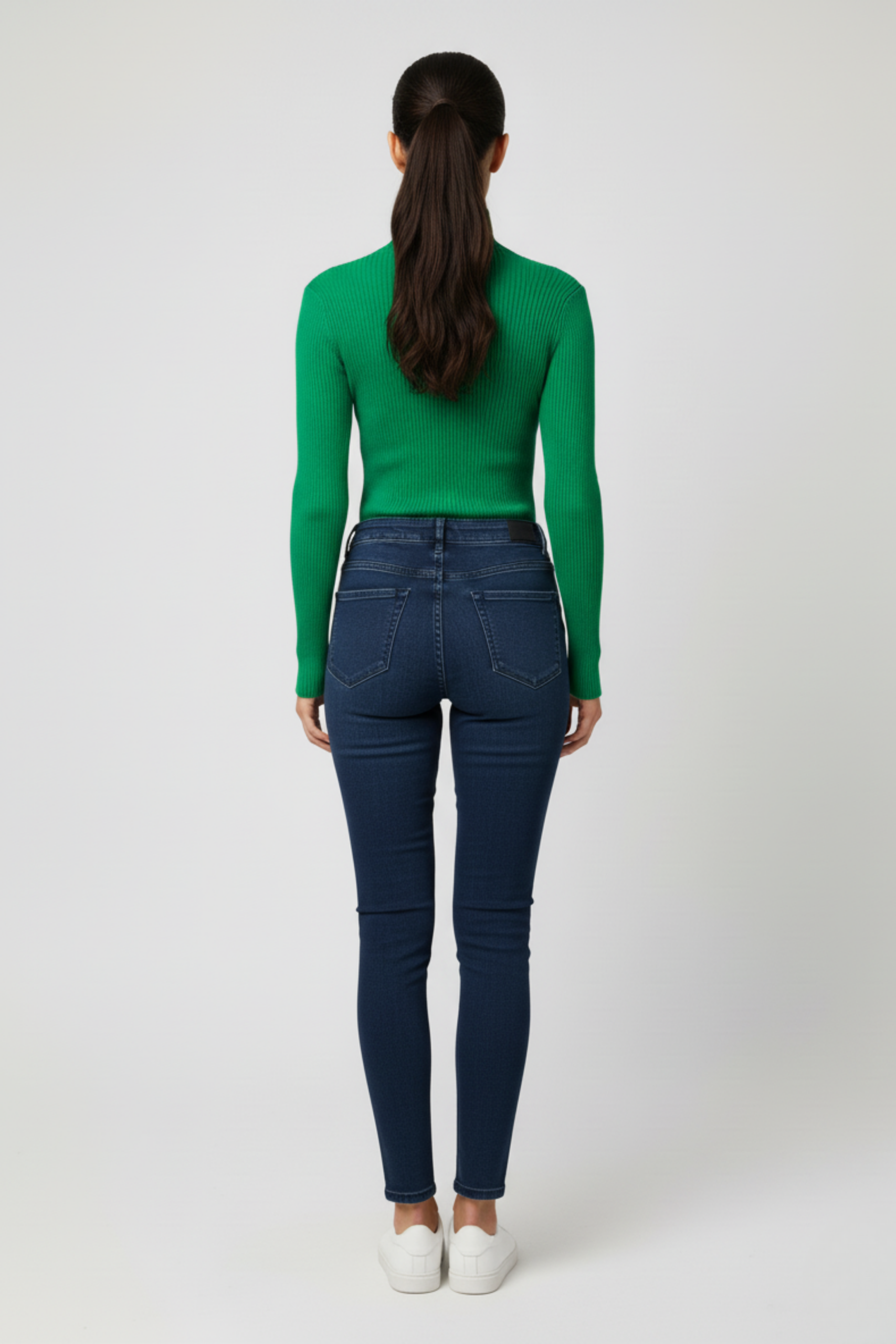 Kadın Yeşil Boğazlı Triko Kazak - Görsel 4