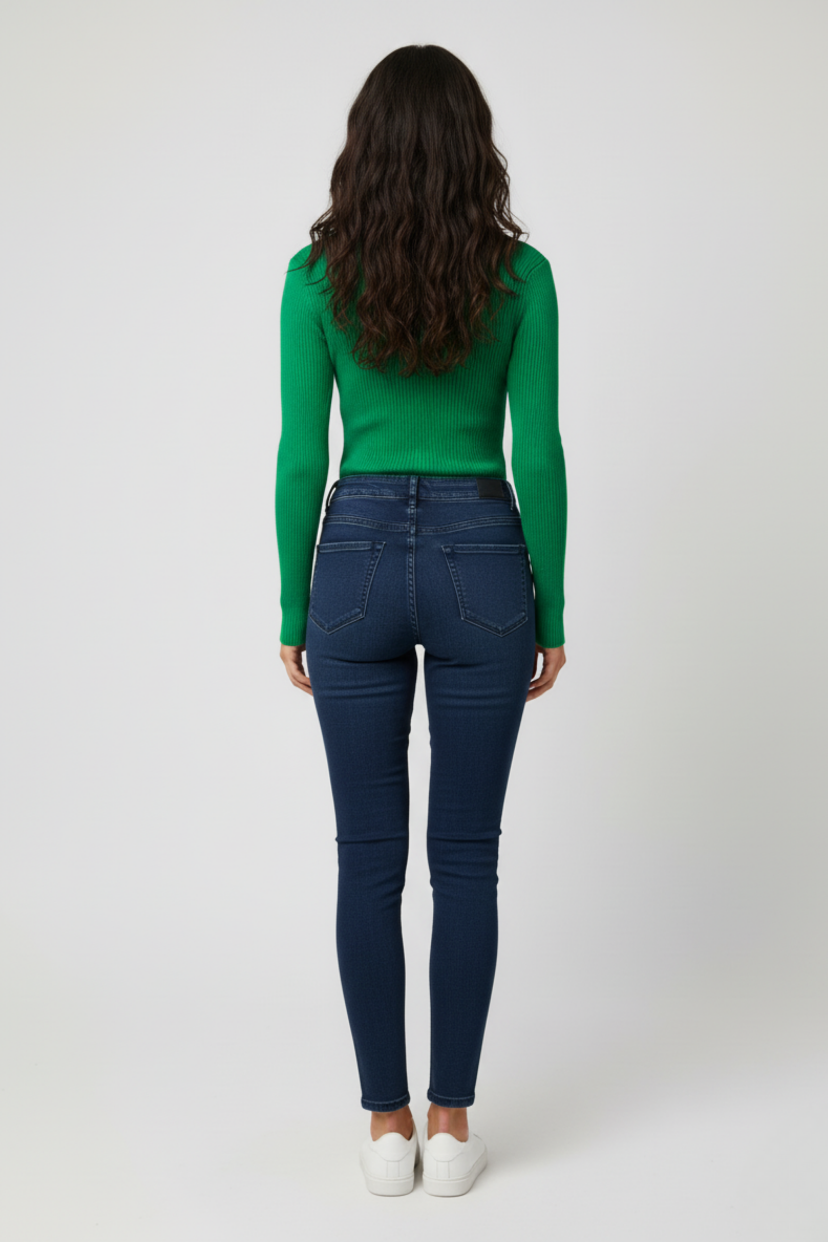 Kadın Yeşil Boğazlı Triko Kazak - Görsel 3