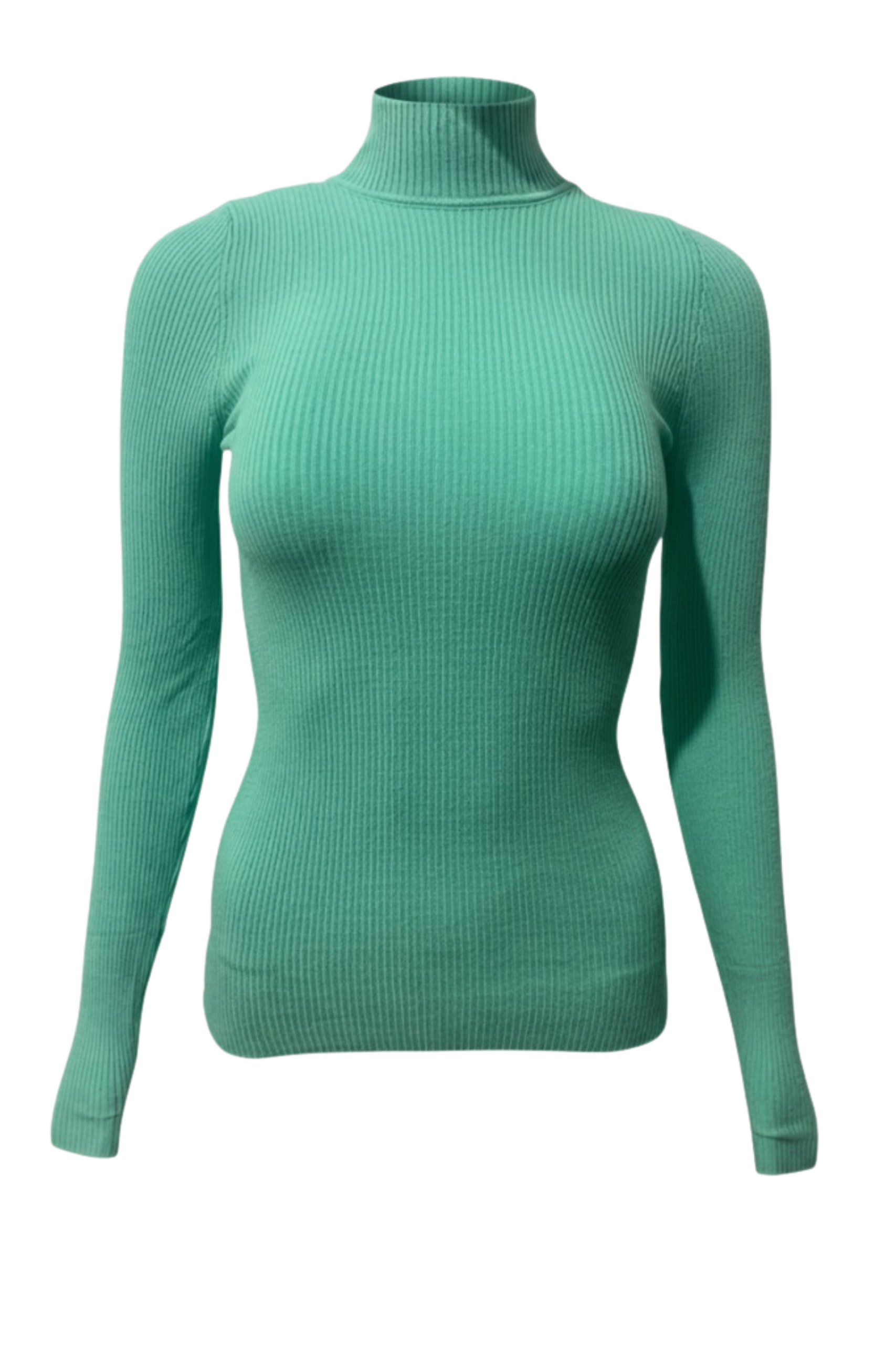 Mint Yeşili Fitilli Balıkçı Yaka Kadın Triko Kazak - Görsel 2