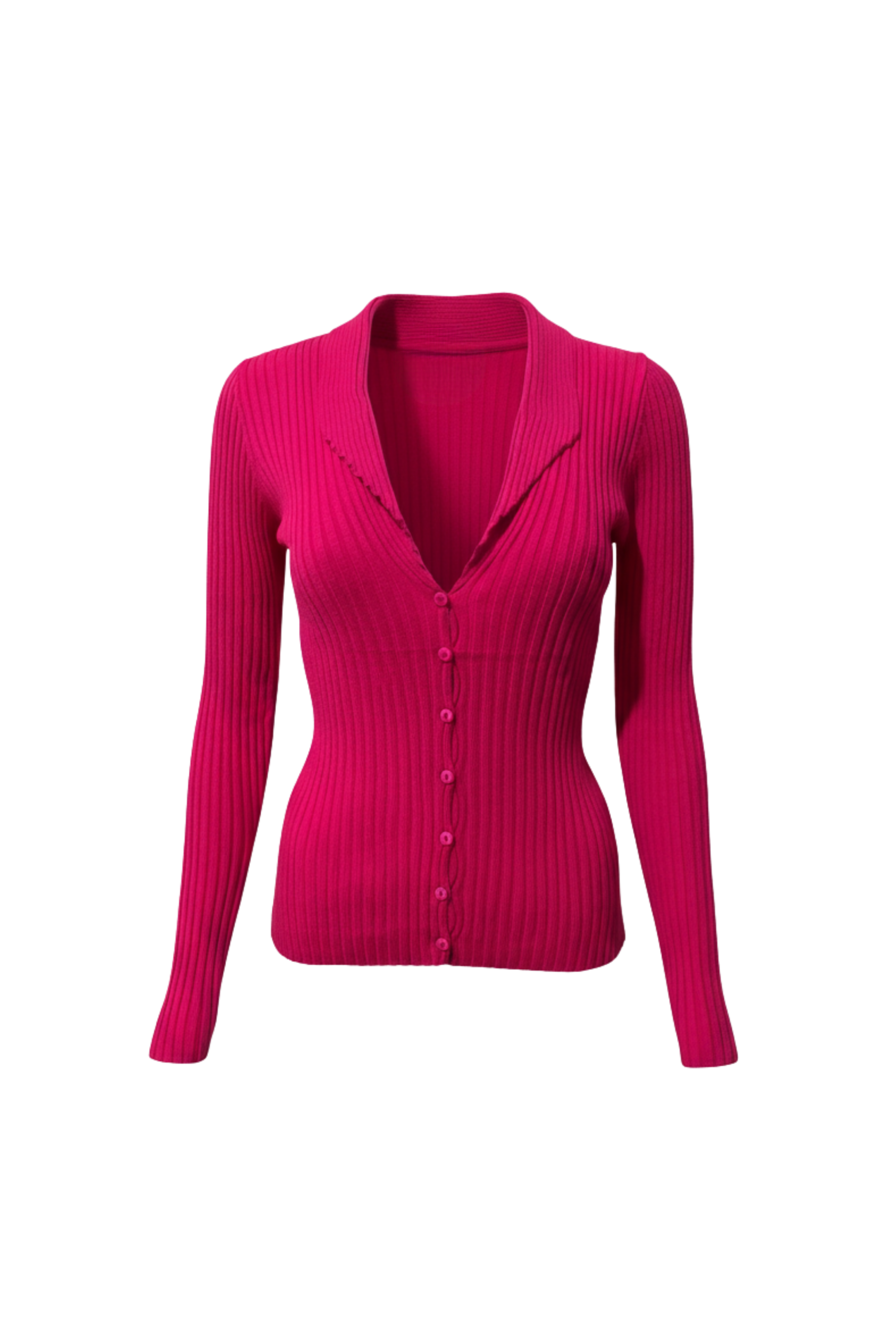 Fitilli V Yaka Düğmeli Kadın Triko Hırka - Pembe