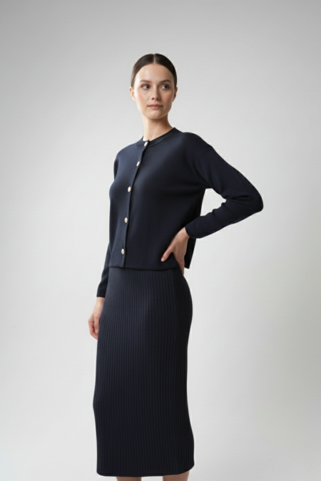 Kadın Hırka Elbise İkili Takım - Lacivert