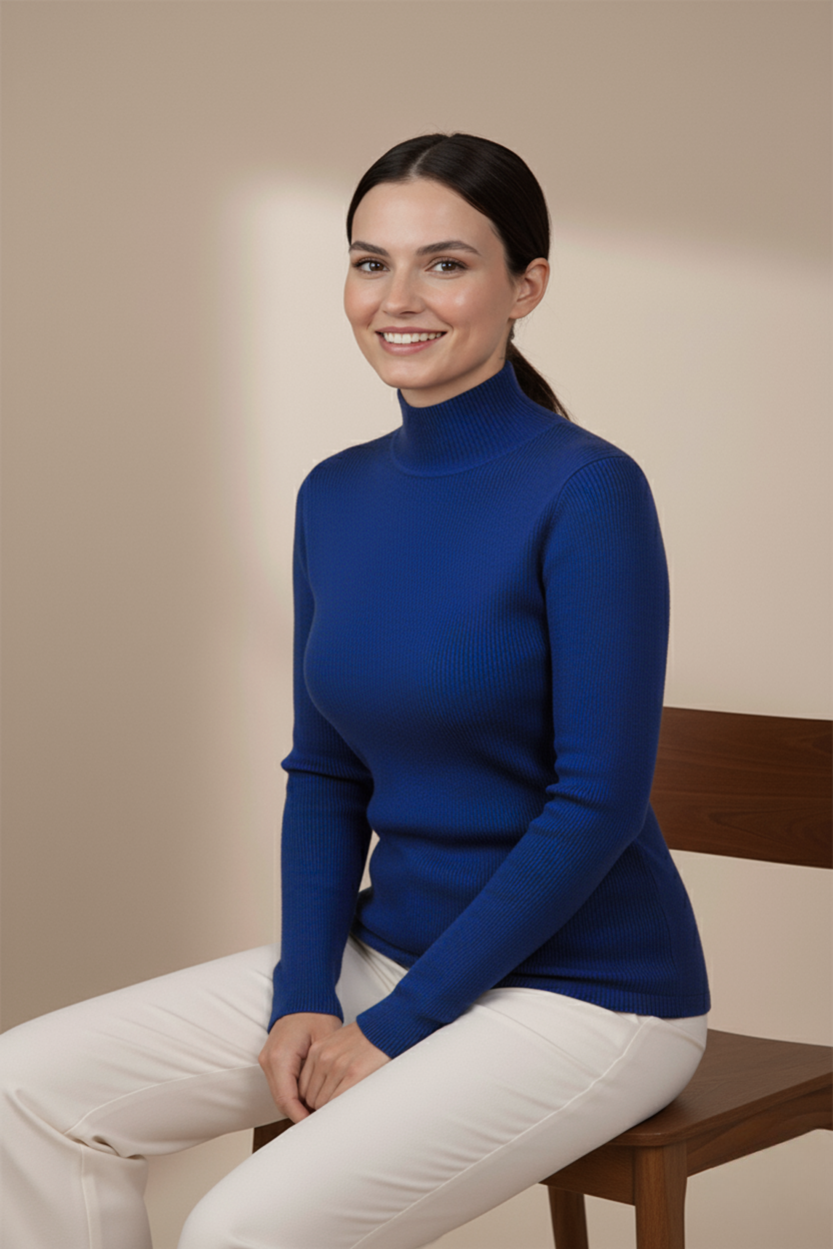 Kadın Mavi Balıkçı Yaka Bluz - Görsel 4