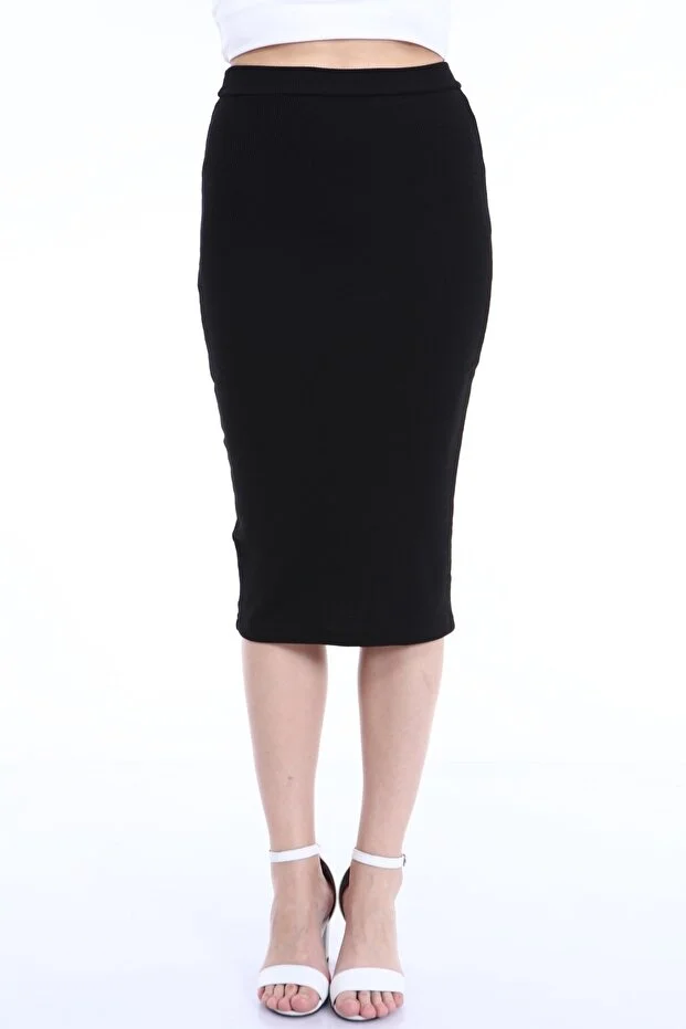 Kadın Siyah Kaşkorse Kalem Etek - Görsel 7