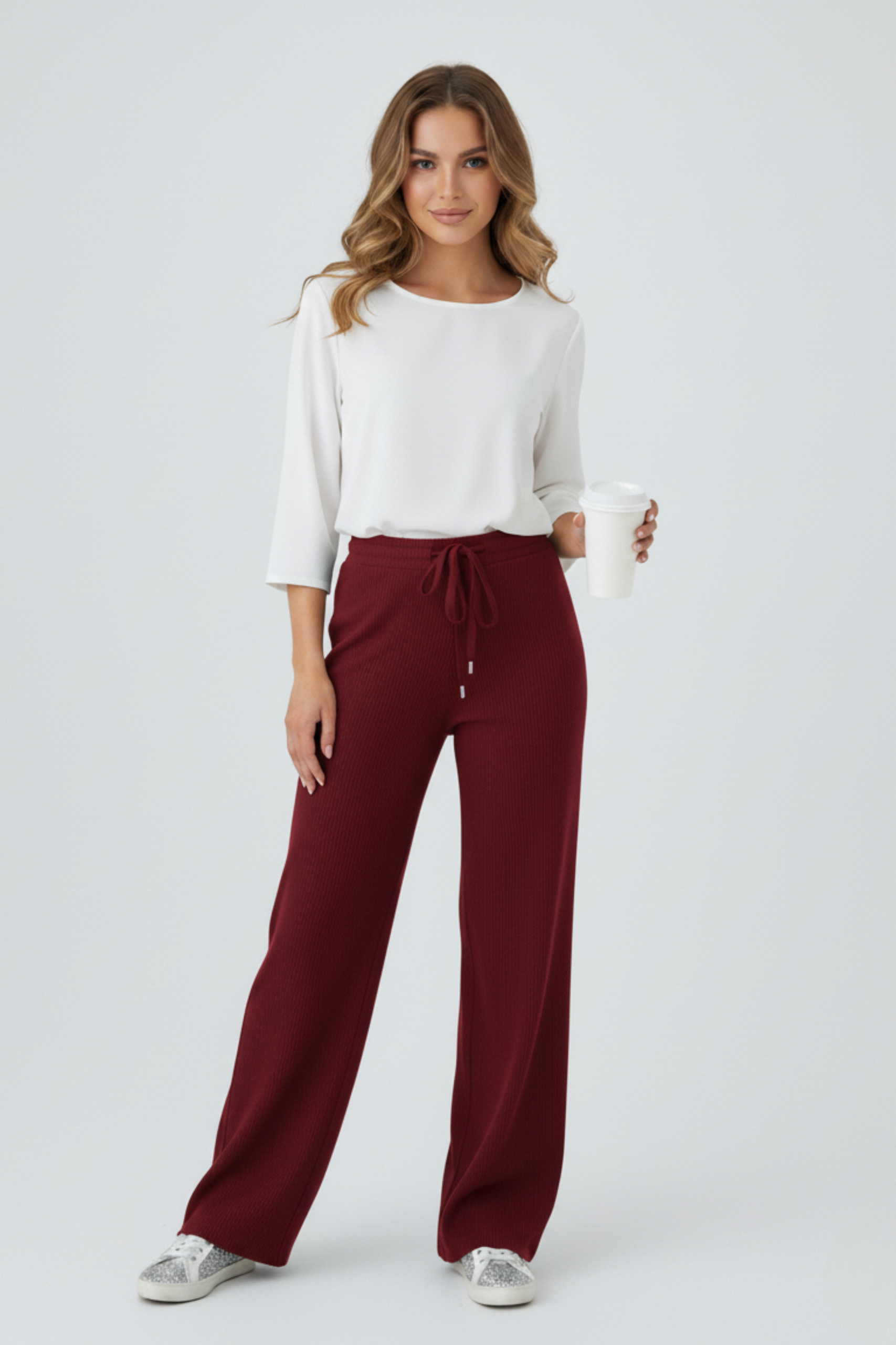 Kadın Modern Bordo Pantolon