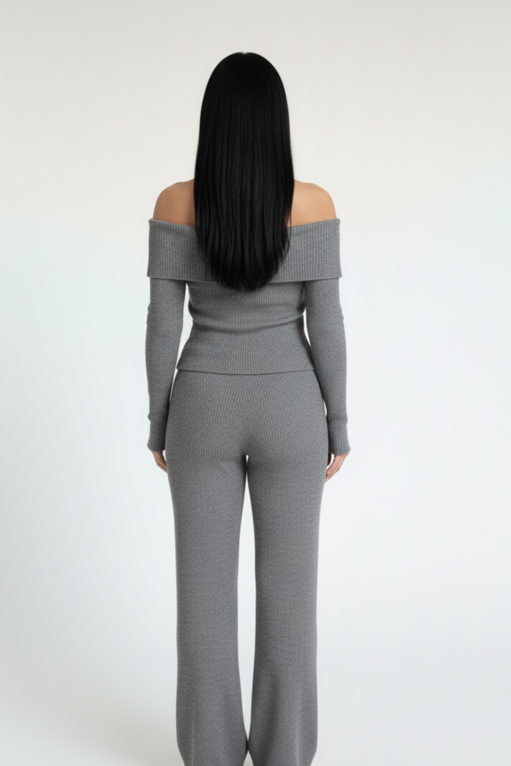 Kadın Madonna Yaka Gri Alt Üst Takım - Görsel 4