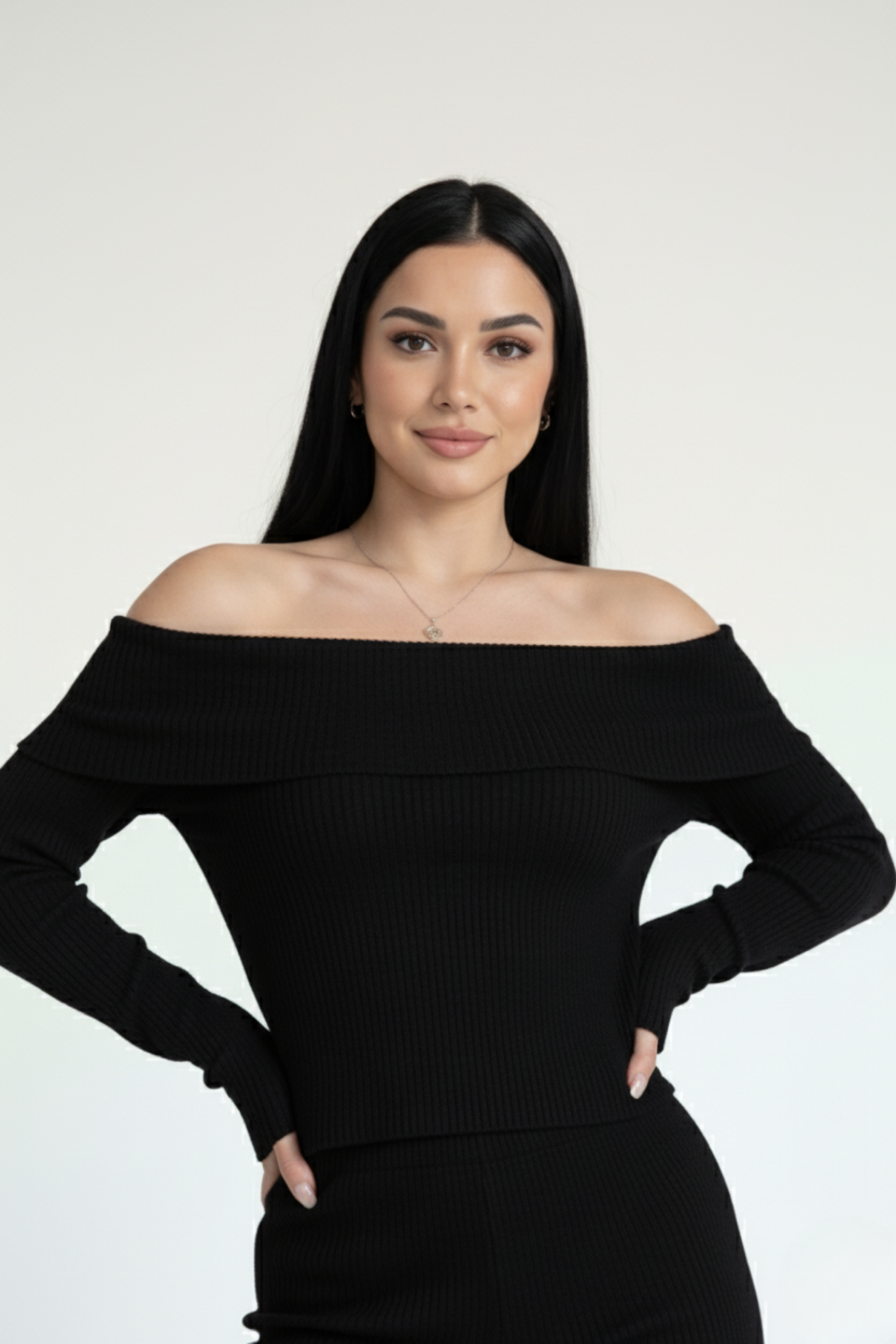 Kadın Madonna Yaka Siyah Alt Üst Takım - Görsel 5