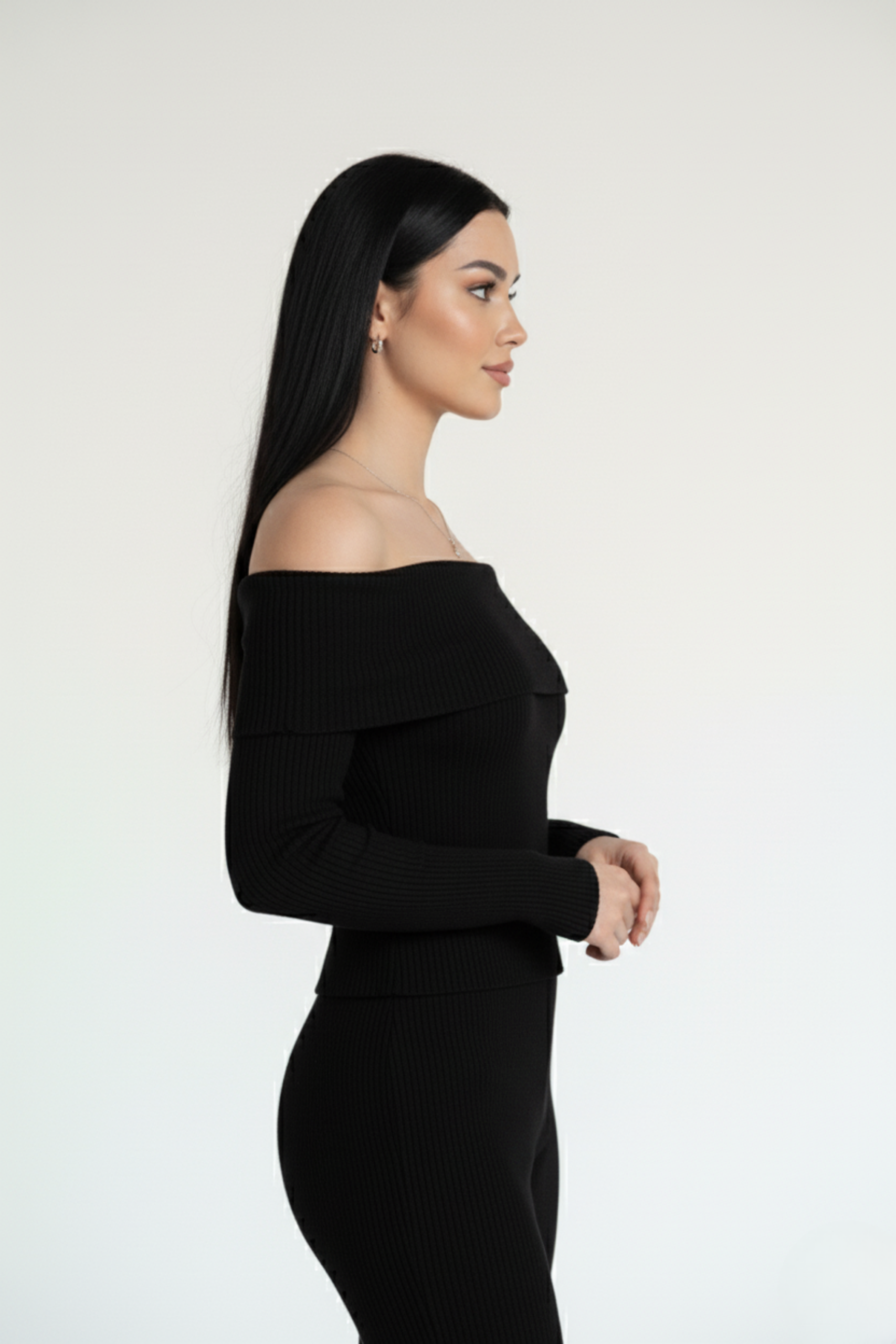 Kadın Madonna Yaka Siyah Alt Üst Takım - Görsel 6