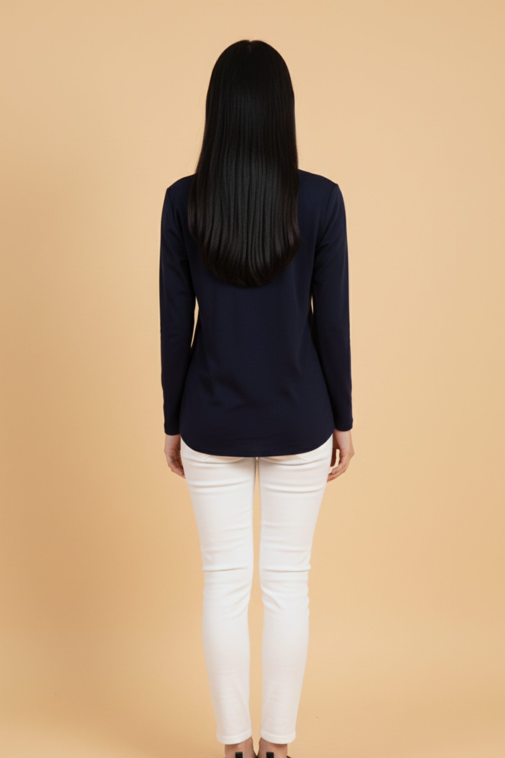 Kadın V Yaka Lacivert Viskon Bluz - Görsel 4