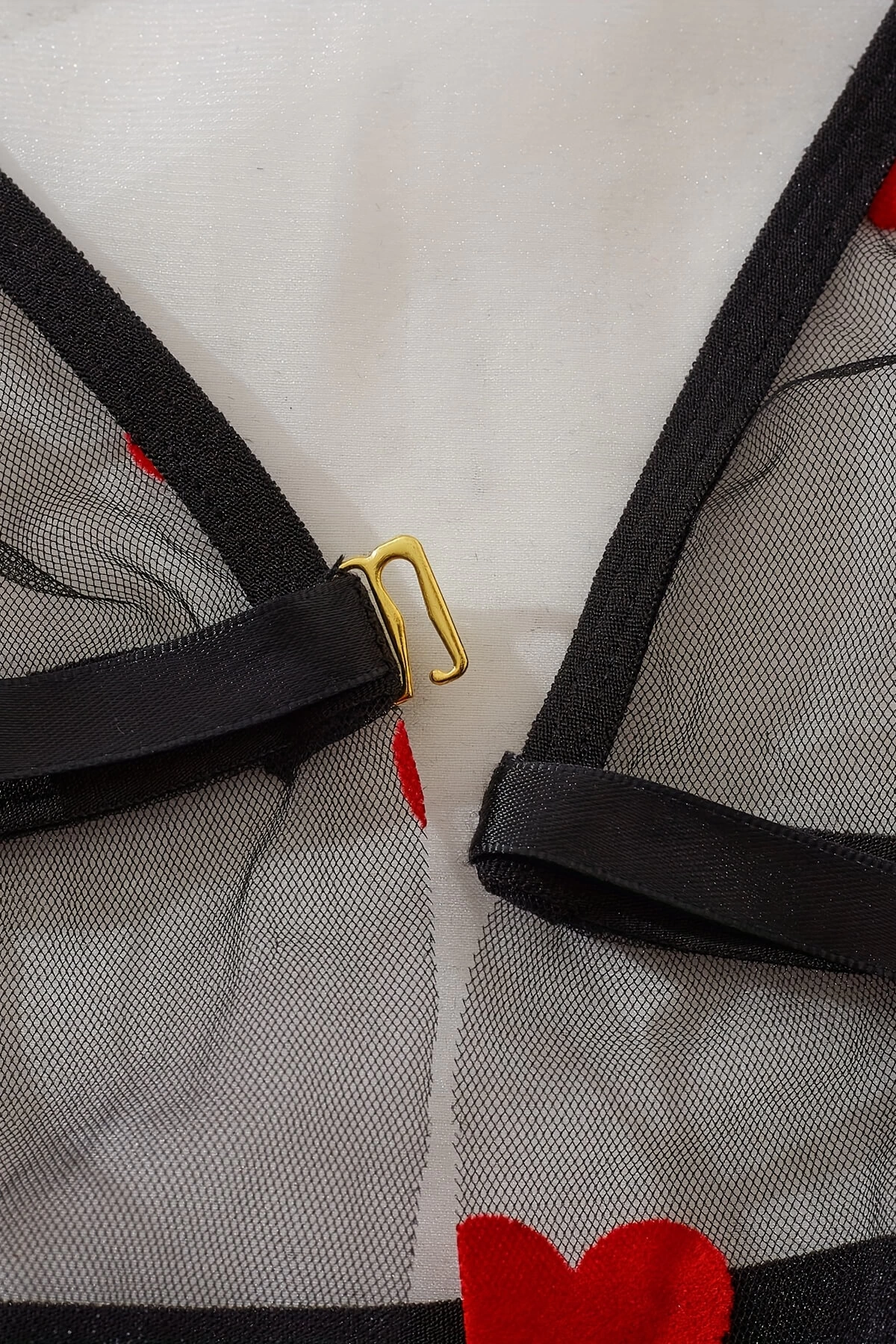 Kalp Desenli Siyah Transparan Gecelik TM1378 - Görsel 3