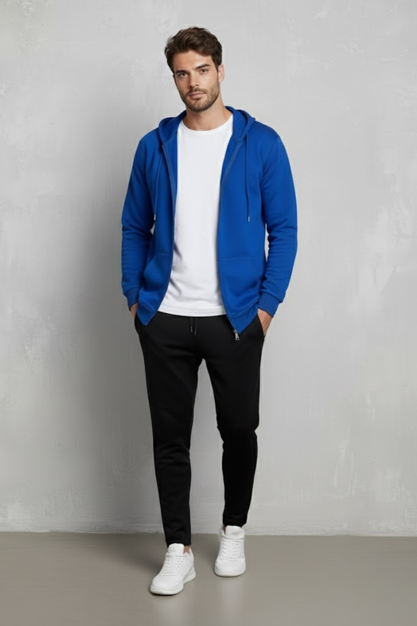 Unisex Saks Mavi Oversize Kalıp 2 İplik Kapüşonlu Fermuarlı Sweatshirt Ceket Hırka 4 Unisex Saks Mavi Oversize Kalıp 2 İplik Kapüşonlu Fermuarlı Sweatshirt Ceket Hırka - Görsel 4