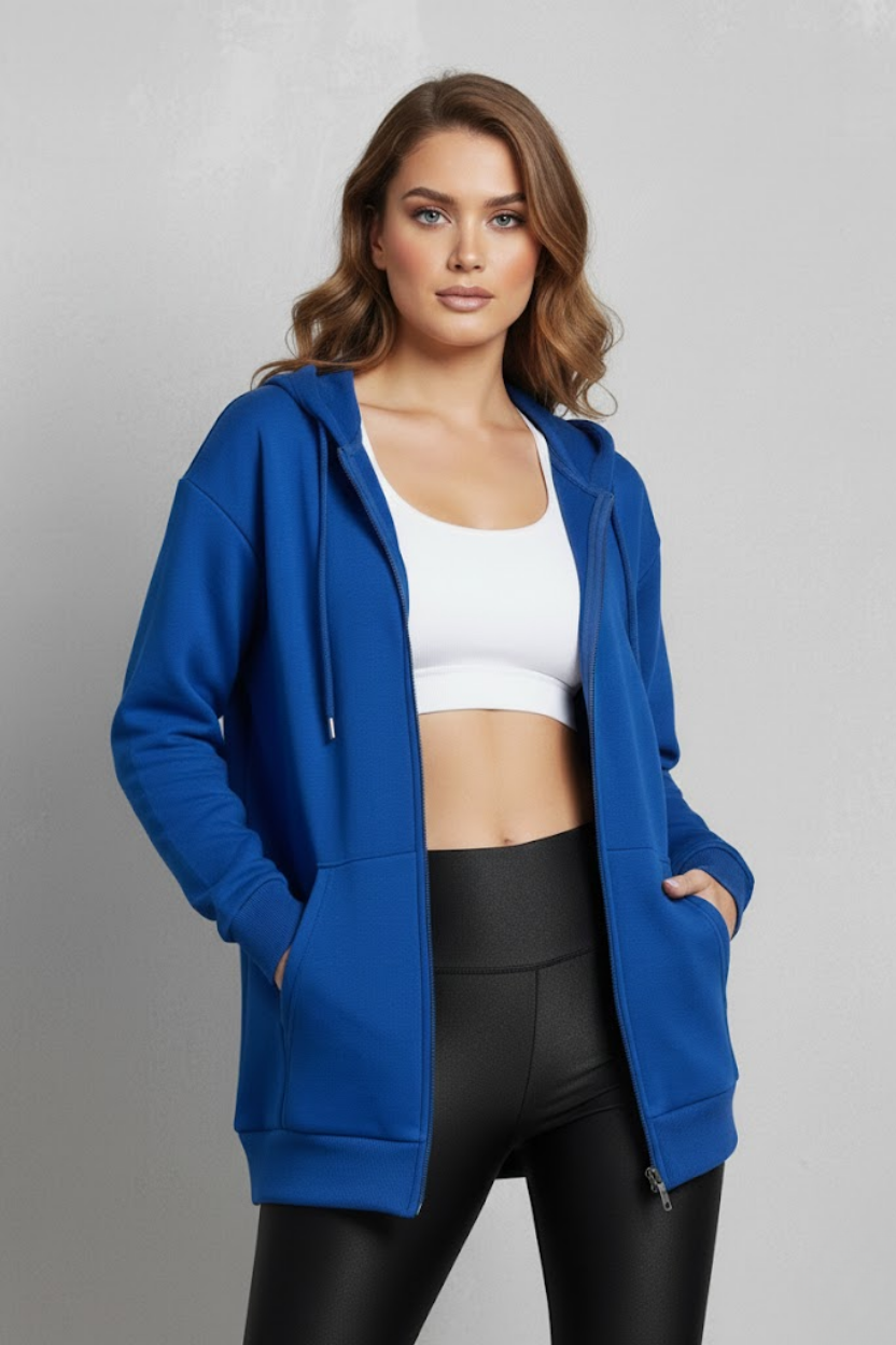 Unisex Saks Mavi Oversize Kalıp 2 İplik Kapüşonlu Fermuarlı Sweatshirt Ceket Hırka 5 Unisex Saks Mavi Oversize Kalıp 2 İplik Kapüşonlu Fermuarlı Sweatshirt Ceket Hırka - Görsel 5