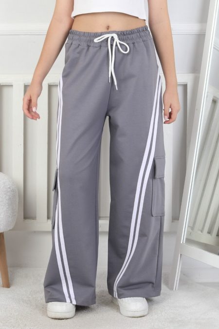 Kargo Cepli Bol Paça Kız Çocuk Eşofman Altı