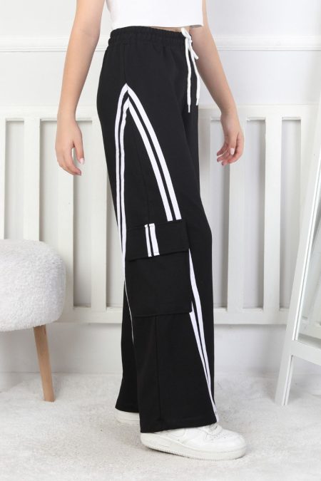 Kargo Cepli Bol Paça Kız Çocuk Eşofman Altı