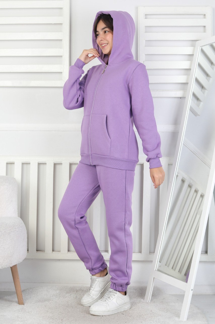 Şardonlu 3 İplik Kapşonlu Kız Çocuk Takım 3 Şardonlu 3 İplik Kapşonlu Kız Çocuk Takım - Görsel 3