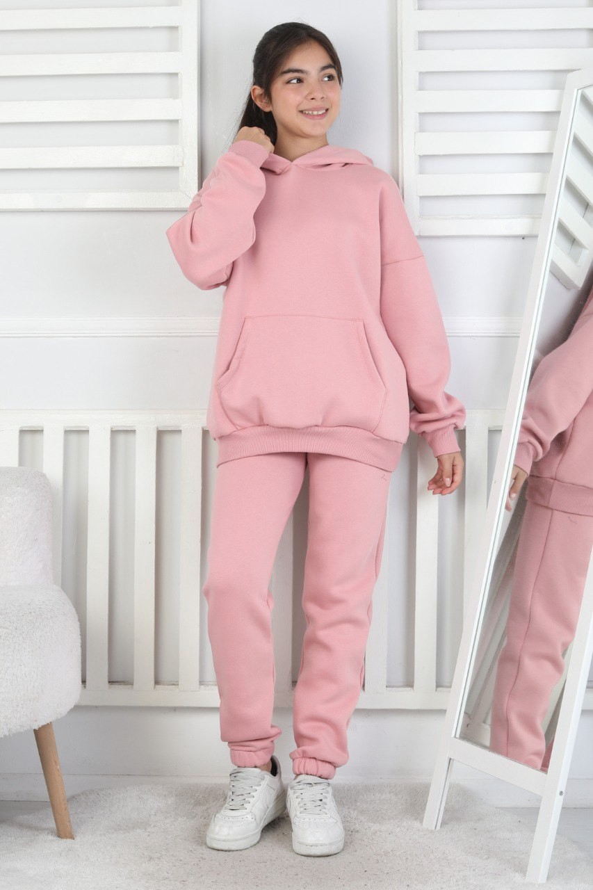 Şardonlu 3 İplik Kapşonlu Kız Çocuk Takım 1 Şardonlu 3 İplik Kapşonlu Kız Çocuk Takım