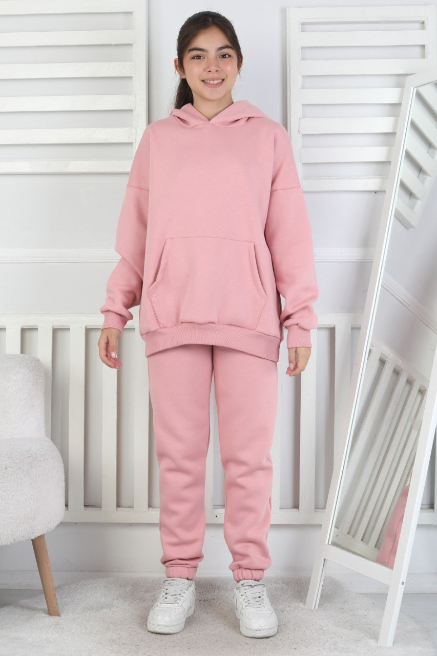 Şardonlu 3 İplik Kapşonlu Kız Çocuk Takım 2 Şardonlu 3 İplik Kapşonlu Kız Çocuk Takım - Görsel 2