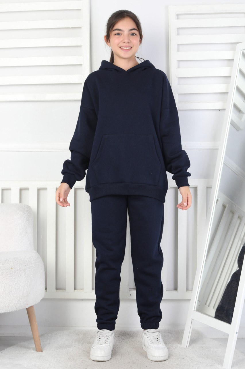 Şardonlu 3 İplik Kapşonlu Kız Çocuk Takım 2 Şardonlu 3 İplik Kapşonlu Kız Çocuk Takım - Görsel 2