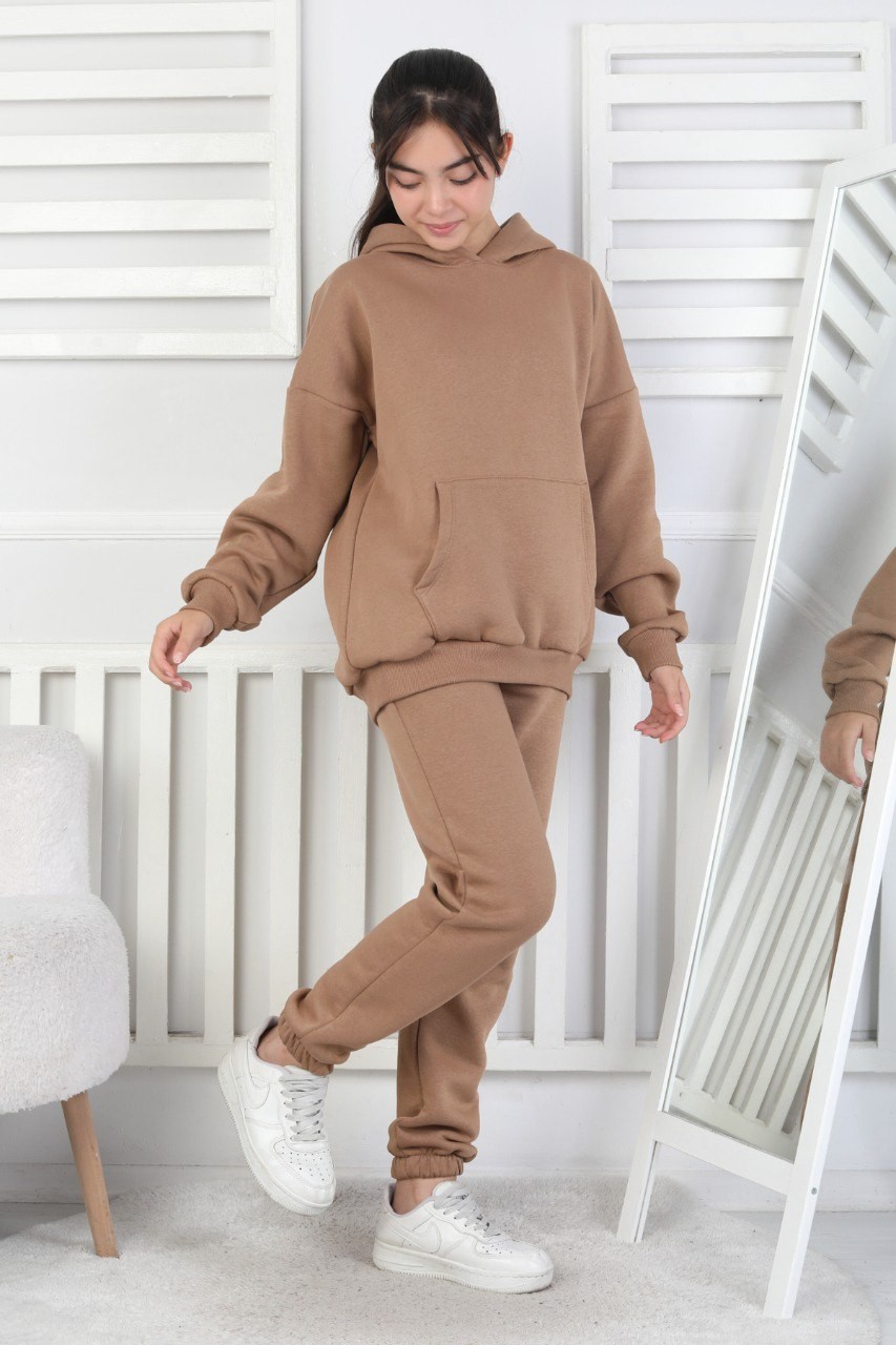 Şardonlu 3 İplik Kapşonlu Kız Çocuk Takım 1 Şardonlu 3 İplik Kapşonlu Kız Çocuk Takım