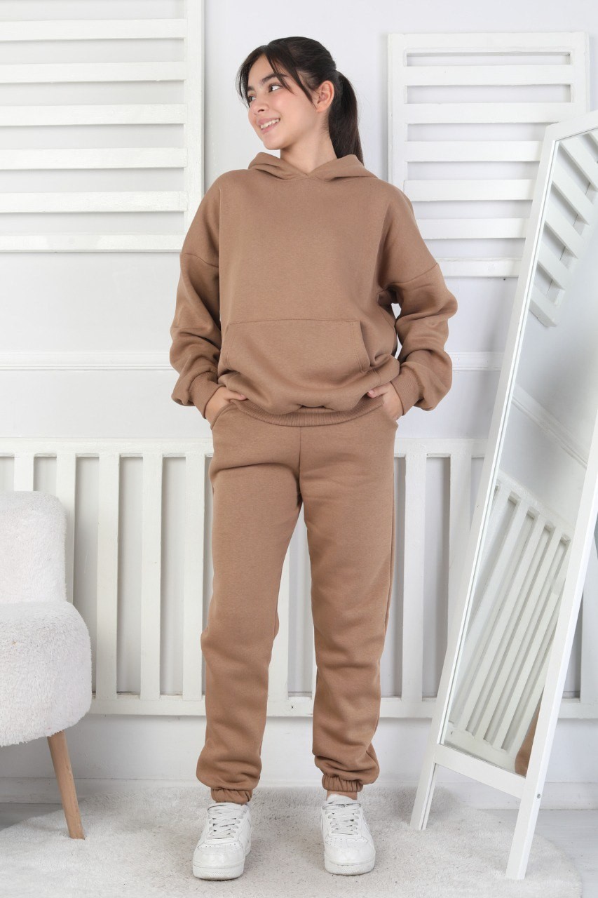 Şardonlu 3 İplik Kapşonlu Kız Çocuk Takım 2 Şardonlu 3 İplik Kapşonlu Kız Çocuk Takım - Görsel 2