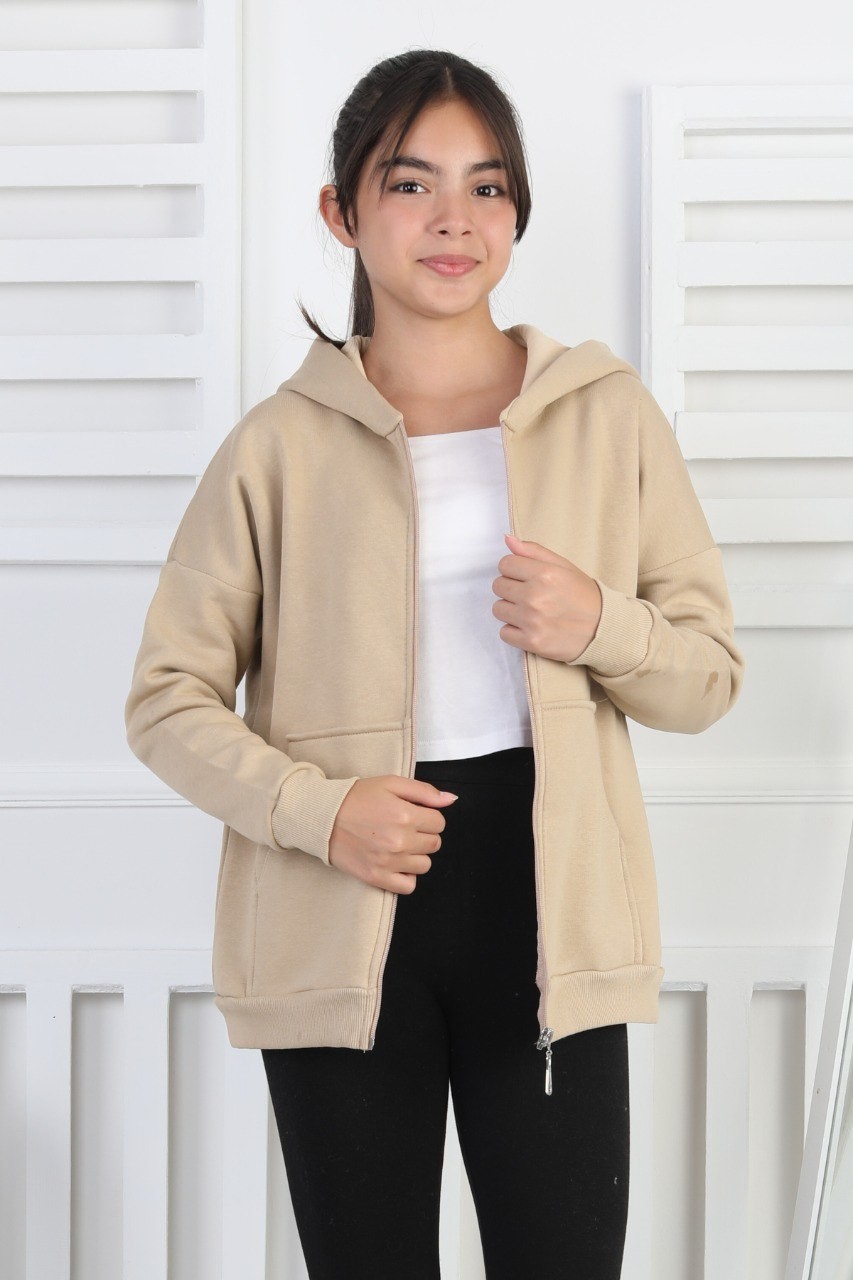 Şardonlu 3 İplik Kapşonlu Kız Çocuk Sweatshirt 1 Şardonlu 3 İplik Kapşonlu Kız Çocuk Sweatshirt