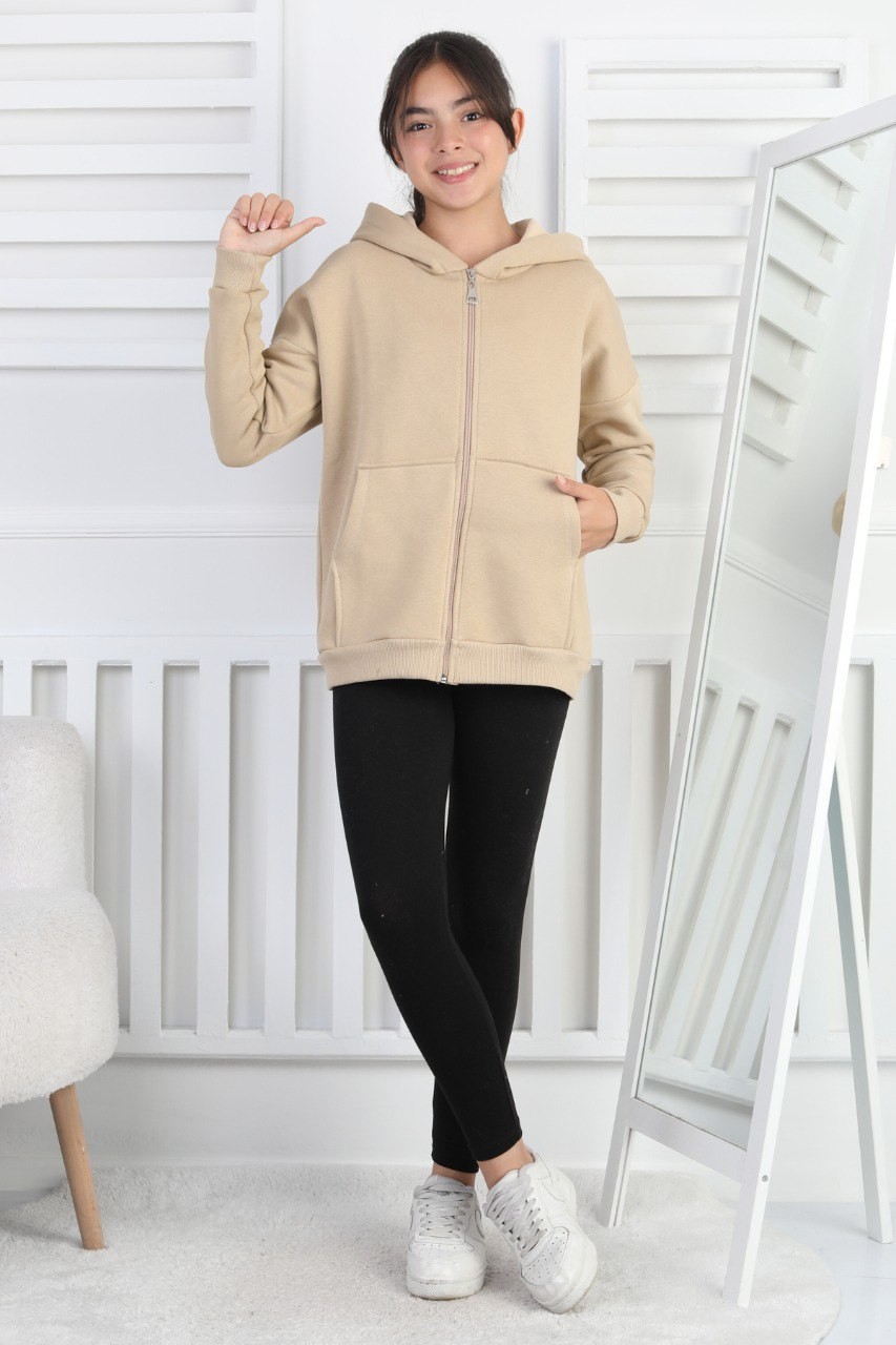 Şardonlu 3 İplik Kapşonlu Kız Çocuk Sweatshirt 3 Şardonlu 3 İplik Kapşonlu Kız Çocuk Sweatshirt - Görsel 3