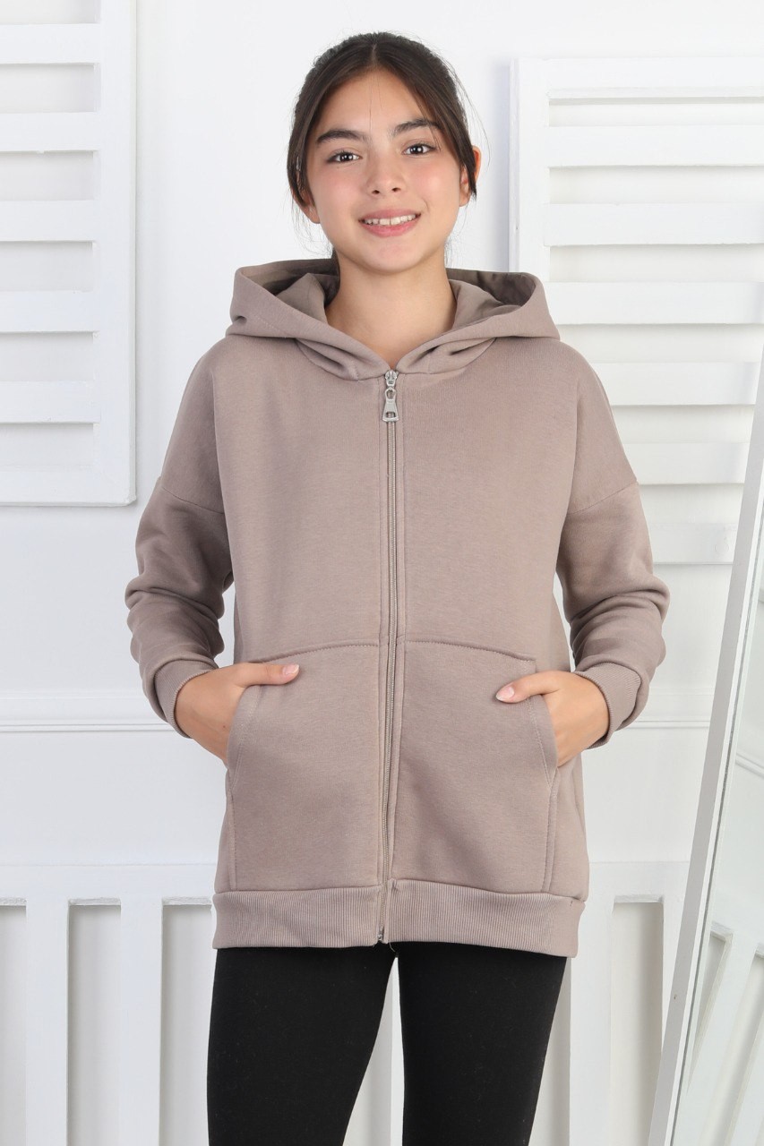 Şardonlu 3 İplik Kapşonlu Kız Çocuk Sweatshirt 1 Şardonlu 3 İplik Kapşonlu Kız Çocuk Sweatshirt