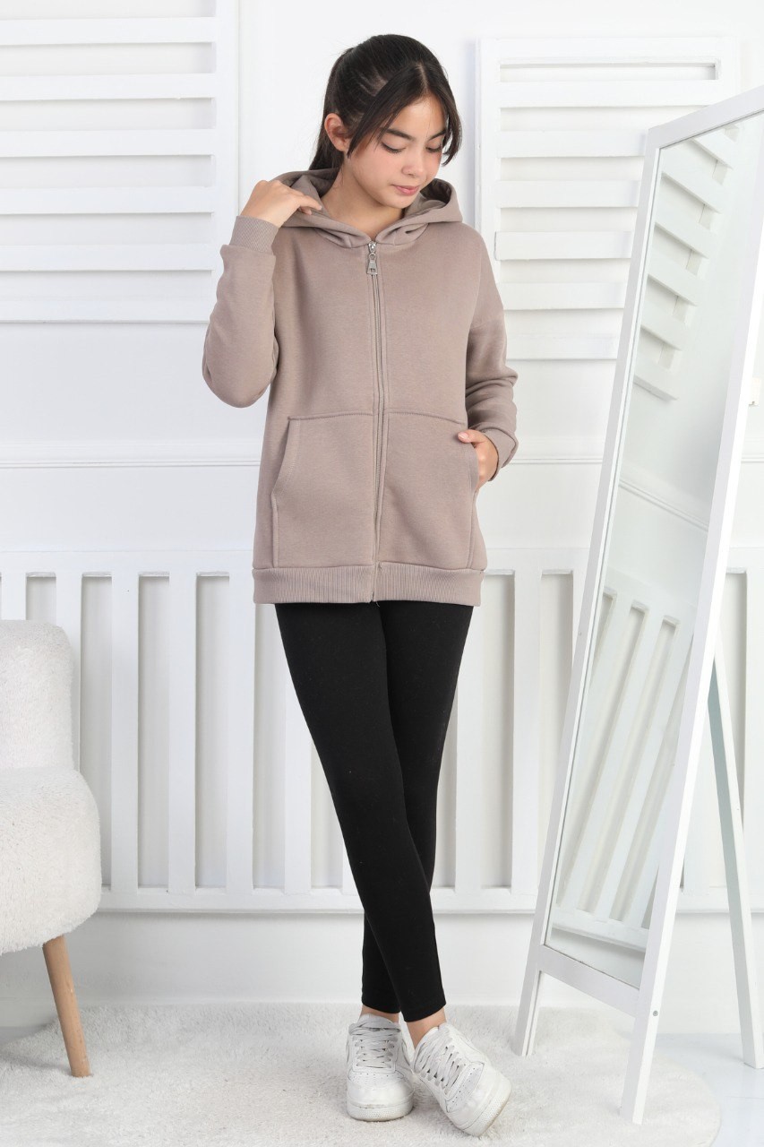 Şardonlu 3 İplik Kapşonlu Kız Çocuk Sweatshirt 3 Şardonlu 3 İplik Kapşonlu Kız Çocuk Sweatshirt - Görsel 3