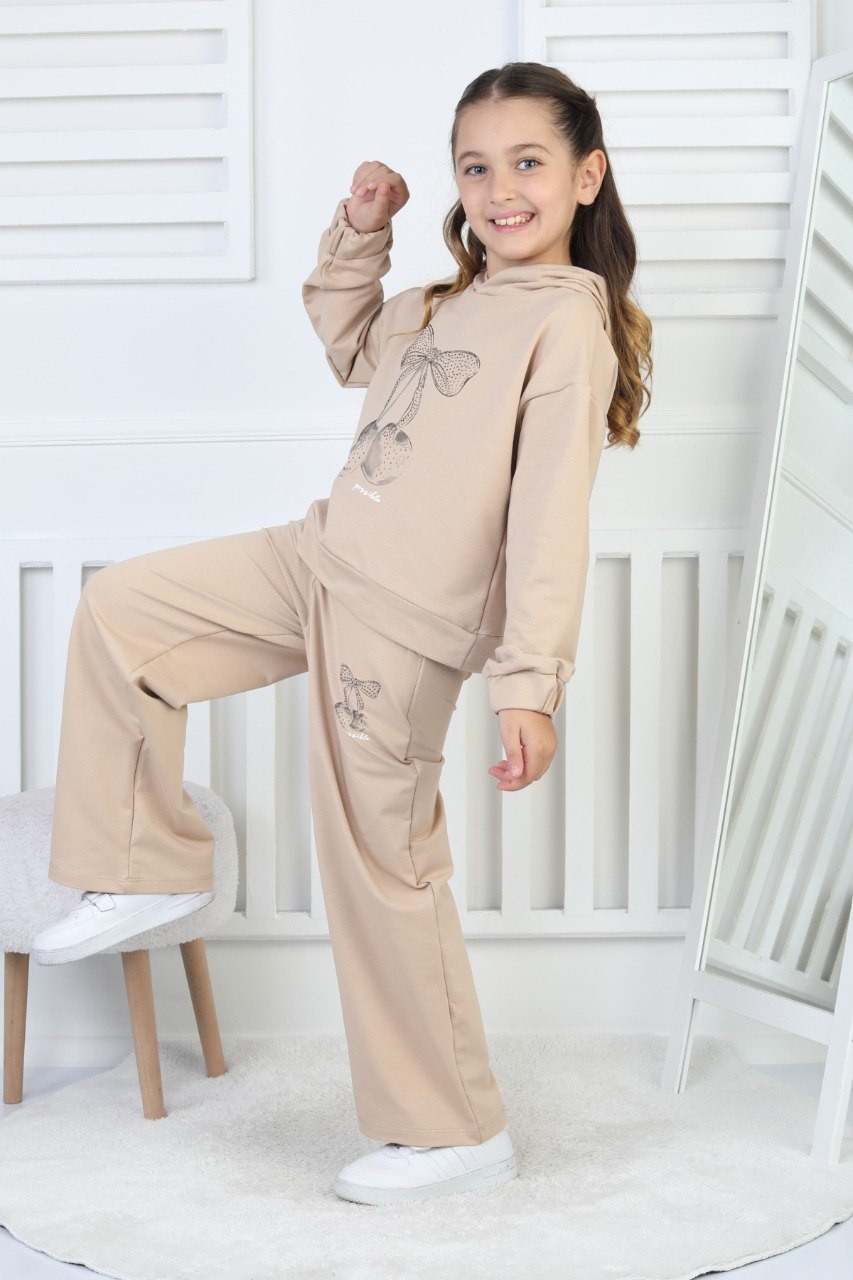 İki İplik Kapüşonlu Baskılı Kız Bej Çocuk Takım 3 İki İplik Kapüşonlu Baskılı Kız Bej Çocuk Takım - Görsel 3