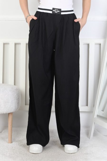 Bol Paça Kız Çocuk Siyah Eşofman Altı