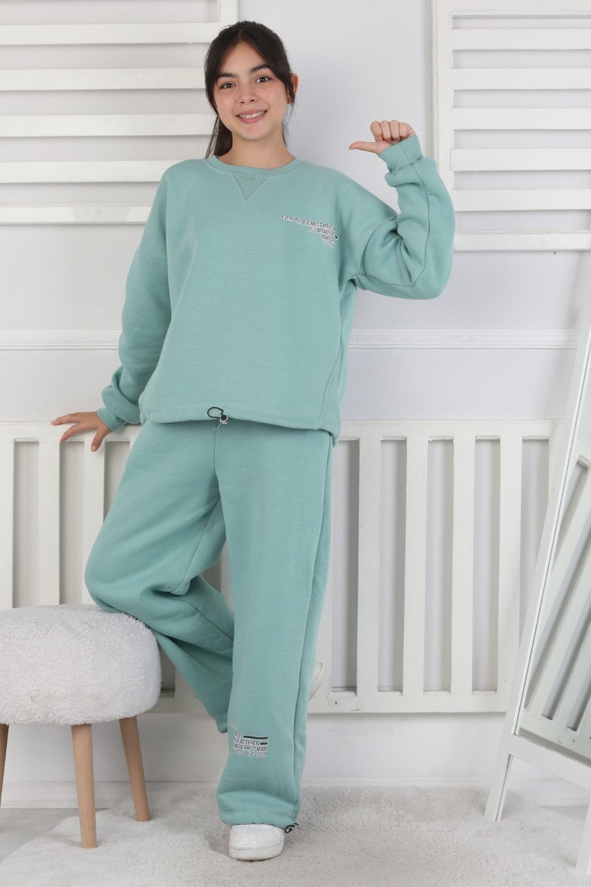 Şardonlu 3 İplik Lastikli Baskılı Kız Çocuk Yeşil Takım 3 Şardonlu 3 İplik Lastikli Baskılı Kız Çocuk Yeşil Takım - Görsel 3