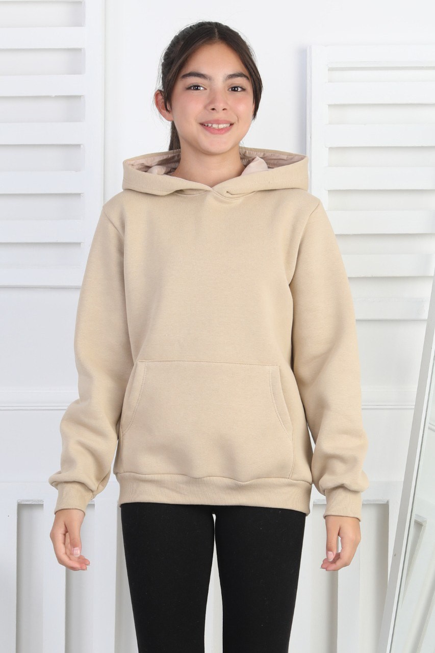 Şardonlu 3 İplik Kapşonlu Kız Çocuk Bej Sweatshirt 2 Şardonlu 3 İplik Kapşonlu Kız Çocuk Bej Sweatshirt - Görsel 2