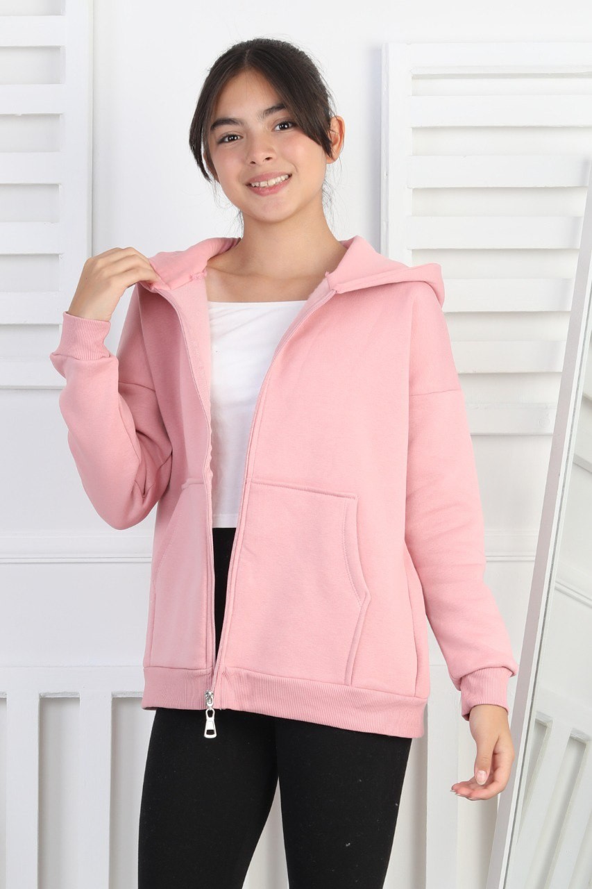 Şardonlu 3 İplik Kapşonlu Kız Çocuk Pembe Sweatshirt 2 Şardonlu 3 İplik Kapşonlu Kız Çocuk Pembe Sweatshirt - Görsel 2