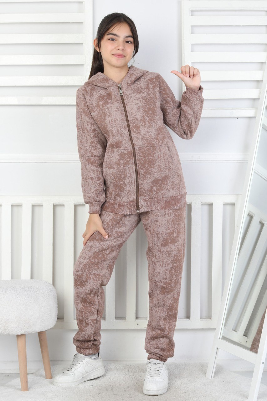 Üç İplik Fermuarlı Kapüşonlu Kız Çocuk Takım 2 Üç İplik Fermuarlı Kapüşonlu Kız Çocuk Takım - Görsel 2