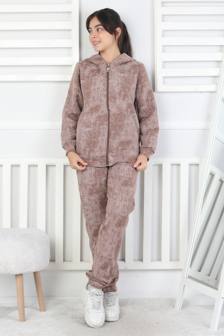 Üç İplik Fermuarlı Kapüşonlu Kız Çocuk Takım 3 Üç İplik Fermuarlı Kapüşonlu Kız Çocuk Takım - Görsel 3