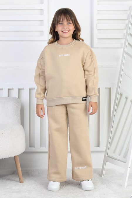 Üç İplik Baskılı Kız Çocuk Takım