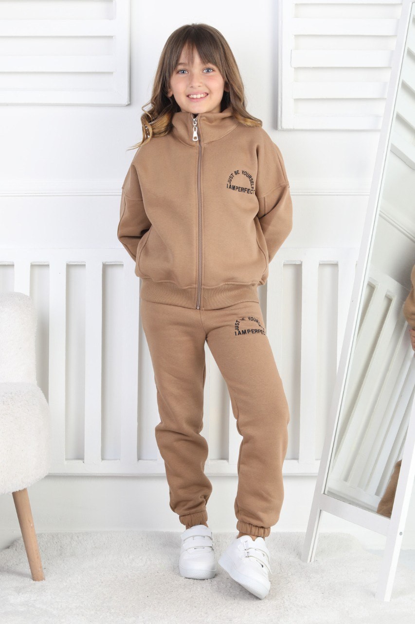 Üç İplik Fermuarlı Baskılı Kız Çocuk Takım 1 Üç İplik Fermuarlı Baskılı Kız Çocuk Takım