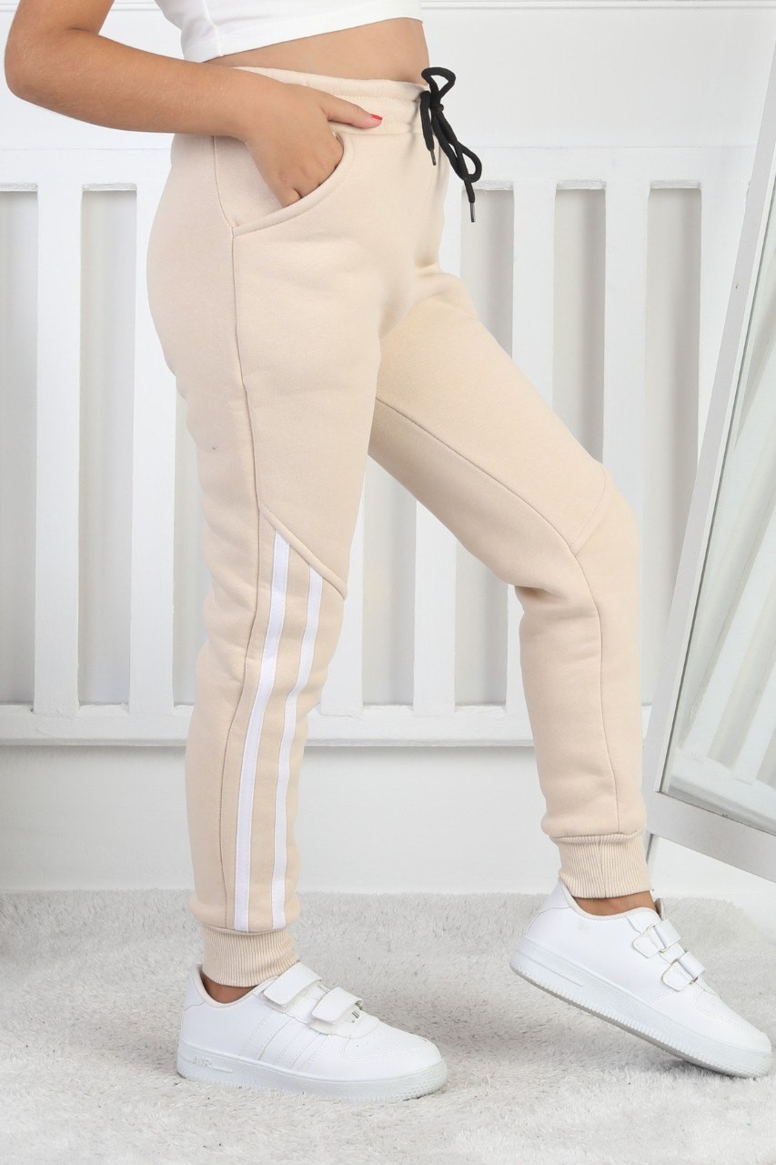 Üç İplik Şardonlu Dar Paça Kız Çocuk Eşofman Altı 3 Üç İplik Şardonlu Dar Paça Kız Çocuk Eşofman Altı - Görsel 3