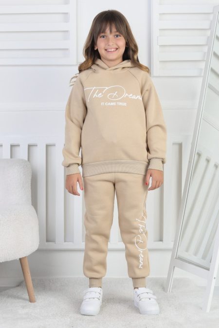 Üç İplik Şardonlu Baskılı Kız Çocuk Takım