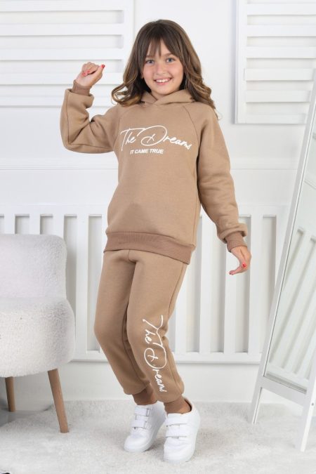 Üç İplik Şardonlu Baskılı Kız Çocuk Takım