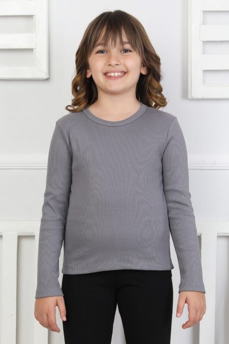 Uzun Kollu Kız Çocuk Füme Body