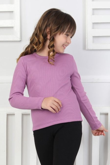 Uzun Kollu Kız Çocuk Mor Body