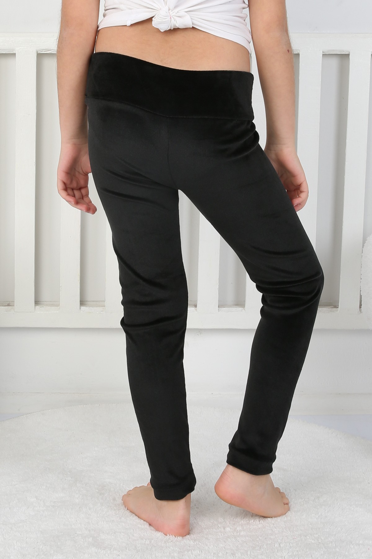 Likralı Kadife Kumaş Arma Detaylı Kız Çocuk Günlük Tayt 4 Likralı Kadife Kumaş Arma Detaylı Kız Çocuk Günlük Tayt - Görsel 4