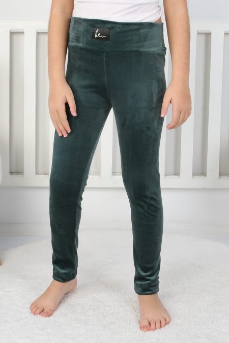 Likralı Kadife Kumaş Arma Detaylı Kız Çocuk Günlük Tayt