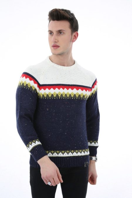 Desenli Kalın Kışlık Erkek Günlük Triko Kazak