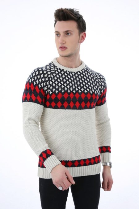 Desenli Kalın Kışlık Erkek Günlük Triko Kazak